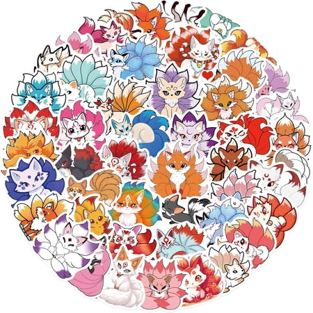 50 Pcs Gumiho Stickers Nine-Tailed Fox Waterproof Vinyl Decals for Water Bottles Laptop Luggage Cup Computer Mobile Phone Skateboard Guitar (Gumiho)
