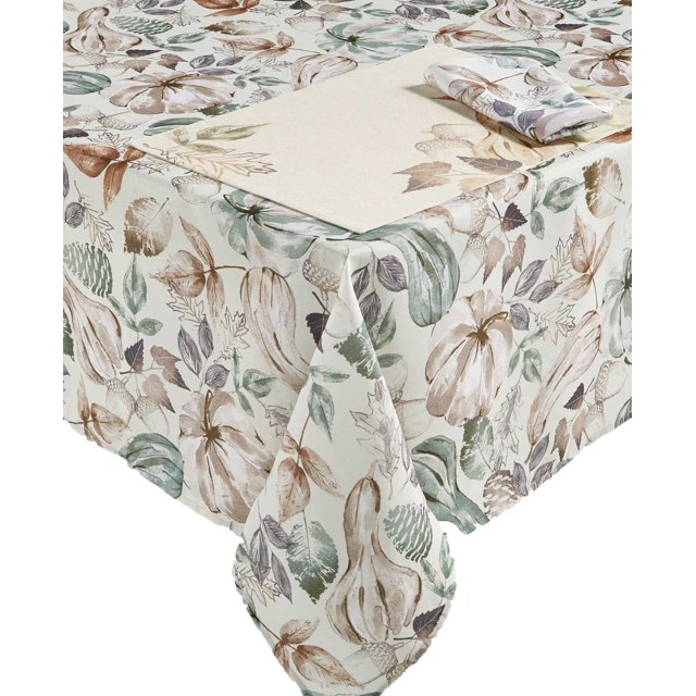 Elrene Gourd Gathering Tablecloths, Green, 60'' x 84''