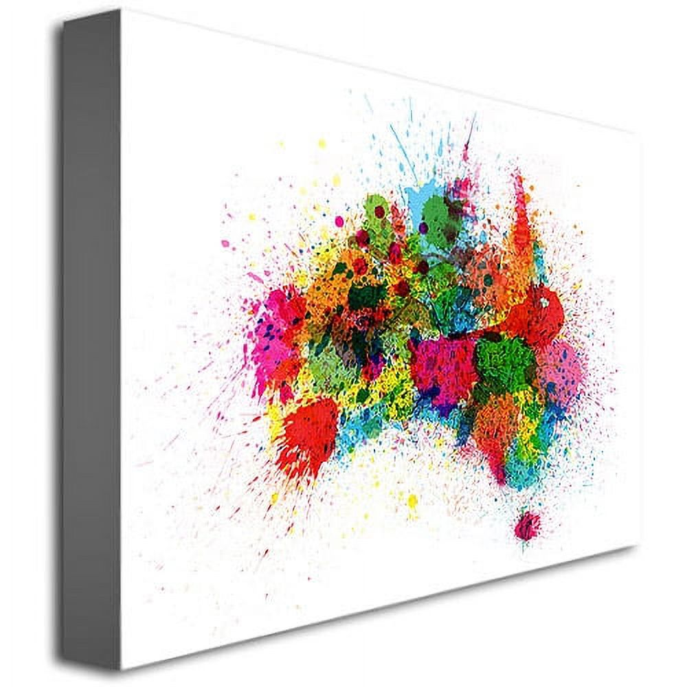 Trademark Art "Australia Paint Splashes" Canvas Wall Art by Michael Tompsett