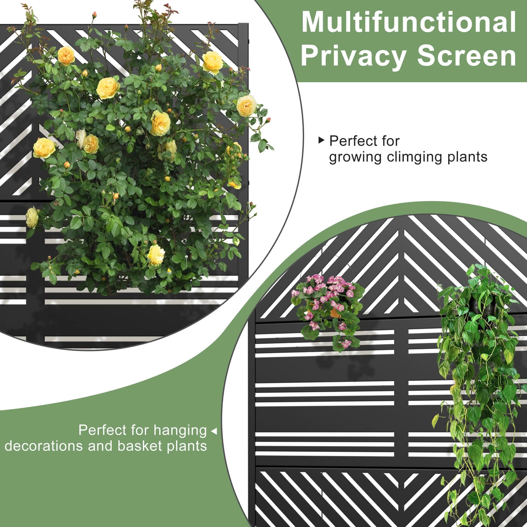 MAYEERTY 72x47x16 Inch Black Metal Planter Box with Trellis for Outdoor Garden & Patio