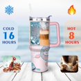 thumbnail image 4 of 40oz Cute Ocean Life Turtle Stainless Steel Flip Straw Tumbler Spill Proof Travel Cup Double Wall Vacuum Insulated Coffee Mug with Top Handle, 4 of 6
