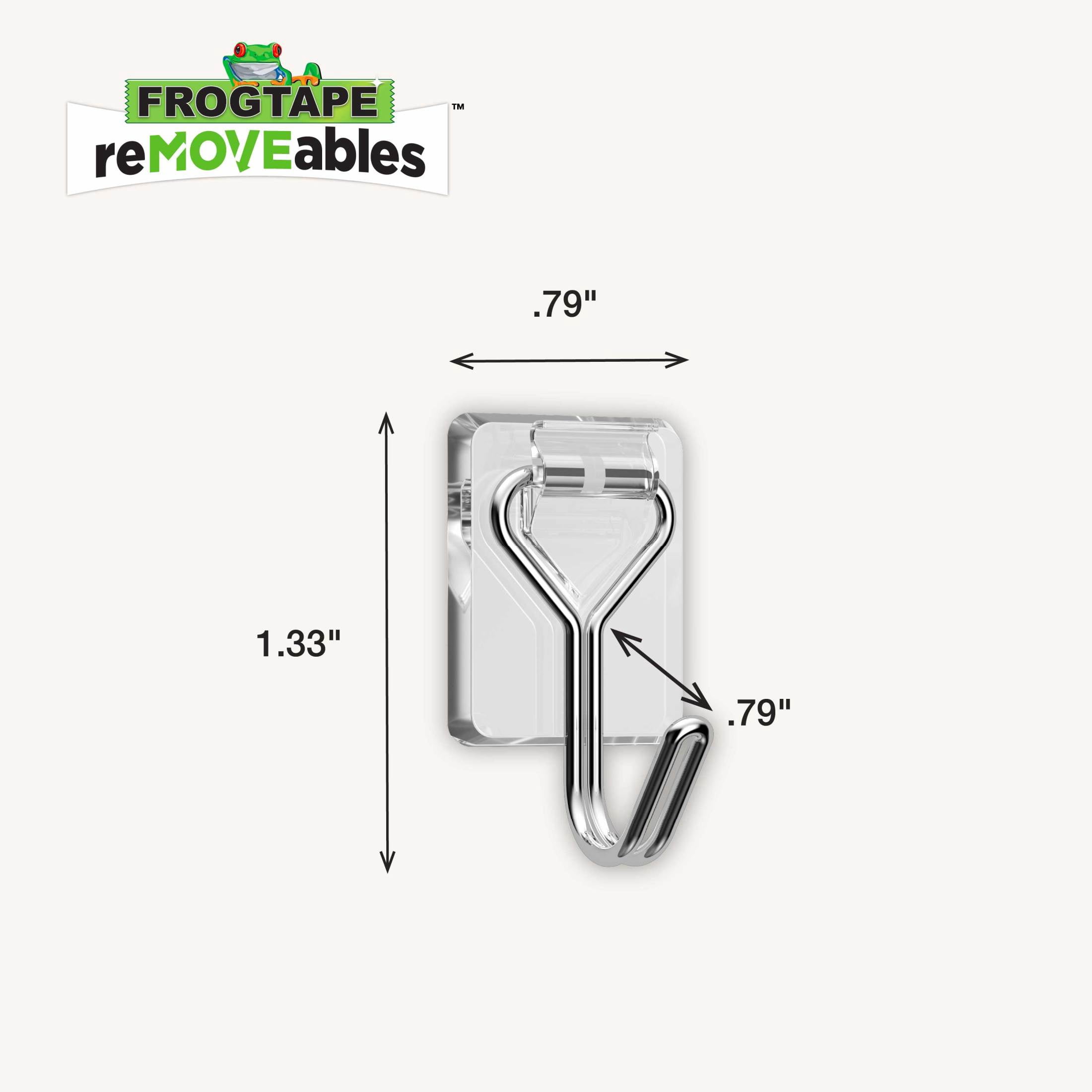 FrogTape reMOVEables Small Clear Wire Hooks, 9 Hooks and 12 Adhesive Strips