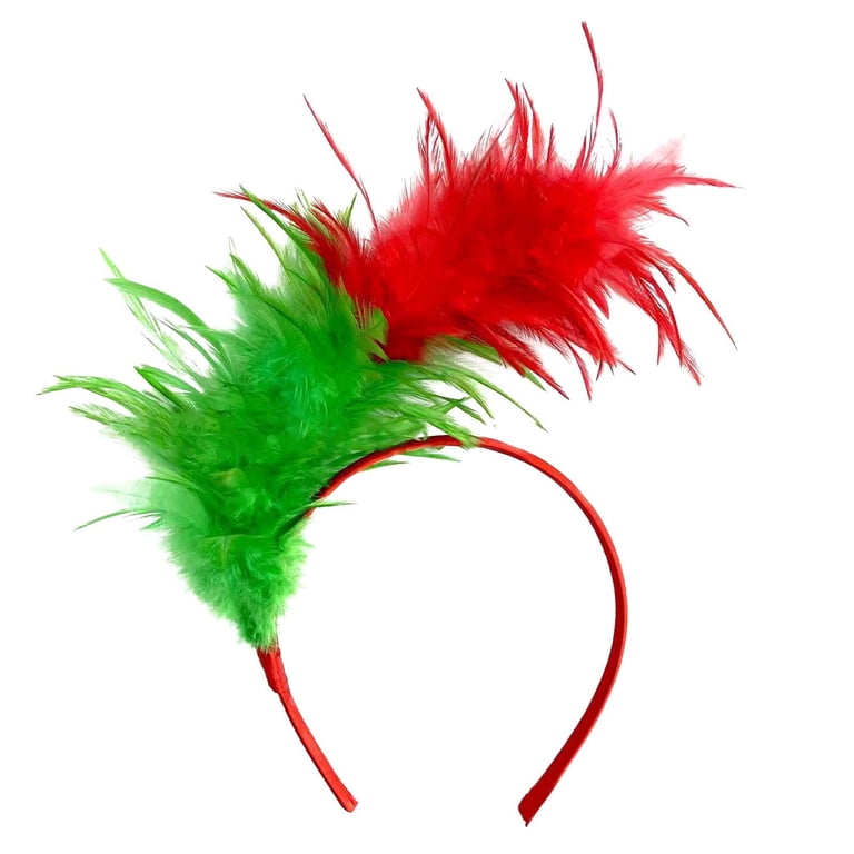 Elegant Green Feather Headband New mesh feather bridal headpiece retro elegant women main image 4