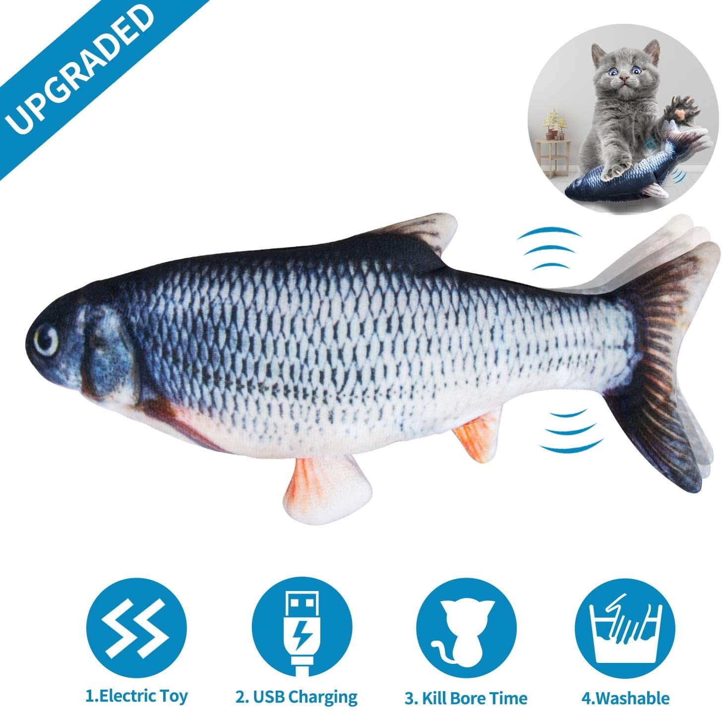 Interactive Fish Kicker cat Toy, Electronic 3D Printed ...