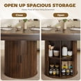 thumbnail image 5 of HOMCOM Extendable Dining Table for 6, 60 Inch Farmhouse Oval Kitchen Table with 2-Tier Storage Shelf and Fluted Sliding Doors, Walnut, 5 of 9