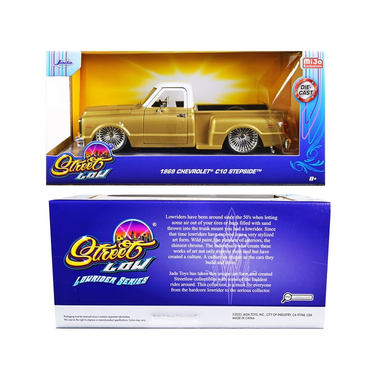 1969 CHEVROLET C10 PICKUP LOWRIDER GOLD WHITE TOP 1/24 DIECAST