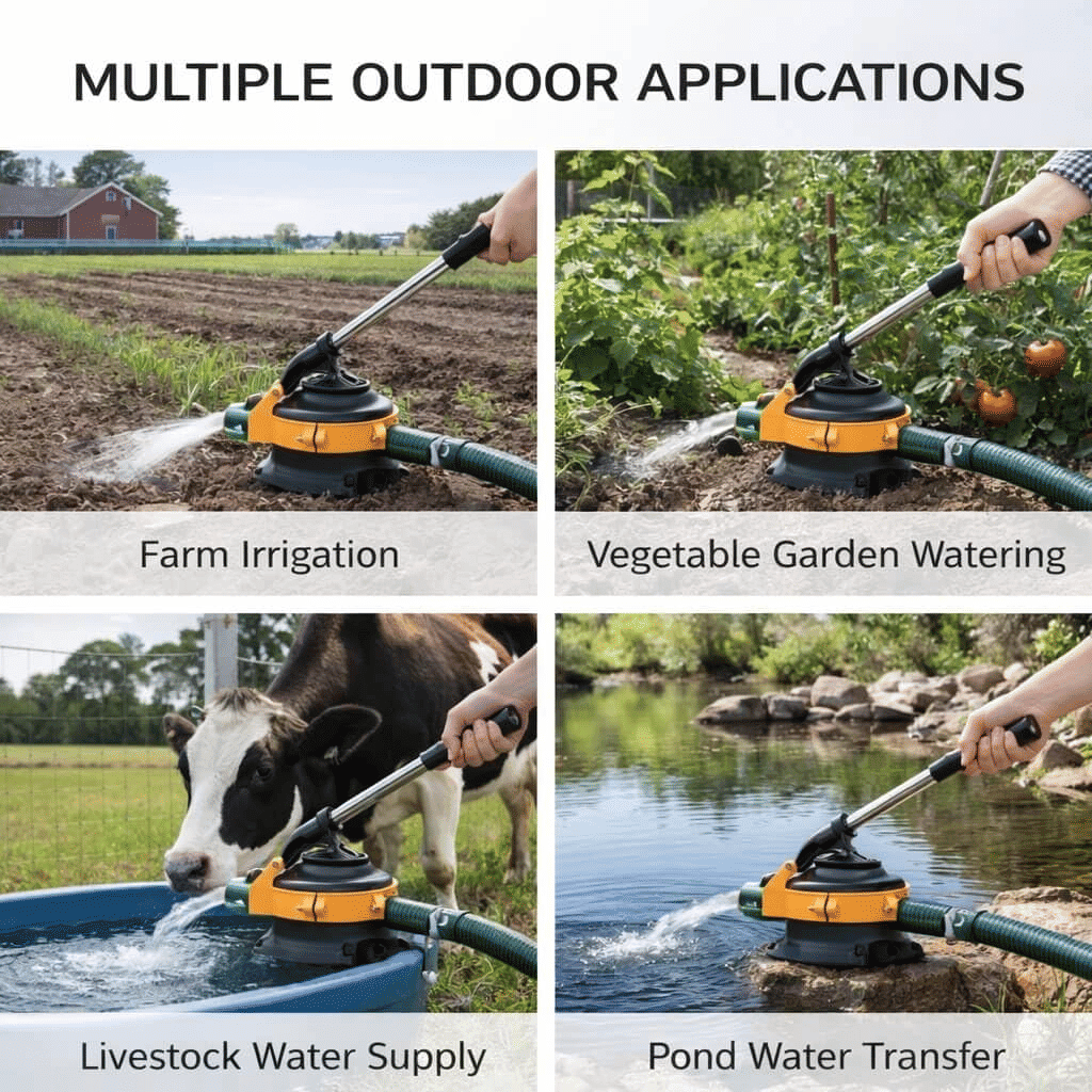 Manual Hand Water Pump with Stainless Steel Lever Non-Electric Heavy Duty Well Pump for Garden Irrigation Emergency Backup Farm Water Lifting