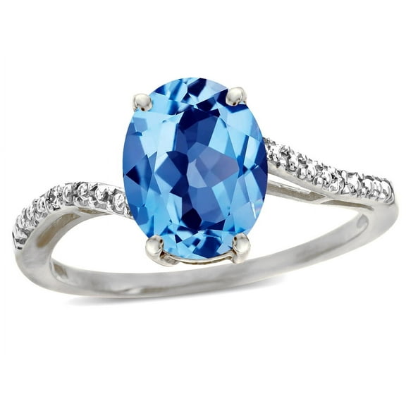 Star K� Big Stone Oval 10x8 Blue Topaz Bypass solitaire engagement promise ring