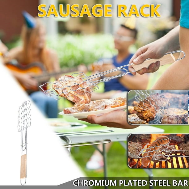Tongos para Salchichas, Tenedores de Carne Asada, Acero Inoxidable, Tacos de Carne Asada, para Asado, Portátiles, Metálicos, para Patio