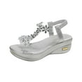 thumbnail image 2 of Under $15 Sandals Women, Xunlbb Fashion Women Casual Round Head Sandals Comfy Beach Casual Shoes(Silver,Size:36), 2 of 9