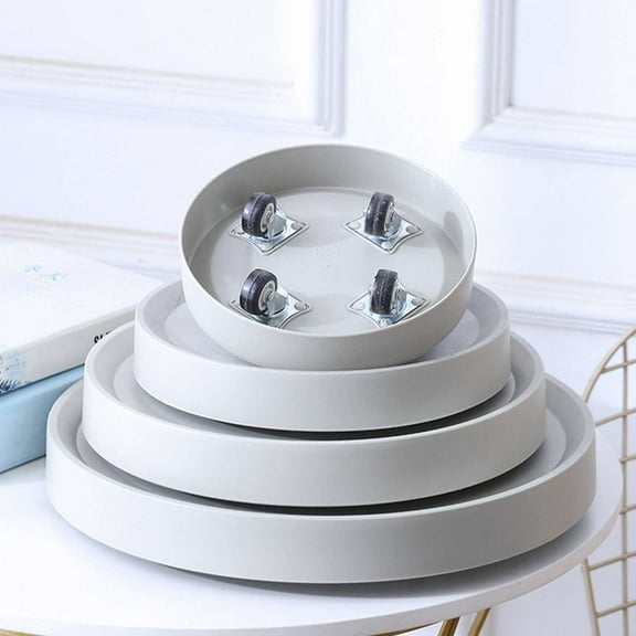 Round Plant Saucer, Durable Sturdy Plant Drip Tray, Flower Pot Water Drainage Tray, Flower Planter Water Drip Trays for Indoor Outdoor Plastic Flower Pots Base (7.7 Inch, White)