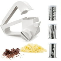UHIAGREE Cheese Grater with Handle,3in 1Hand Held Cheese Grater Rotary for Chocolate&Vegetable,White