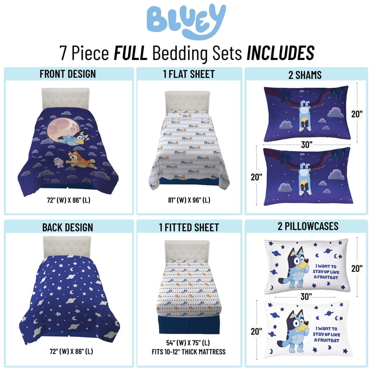 BBC Bluey 7-Piece Full Bed Set With Sham, Microfiber photo 4
