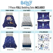 BBC Studios Bluey Blue 7 Piece Full Bed Set w/ Sham, 100% Microfiber