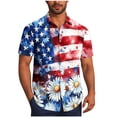 thumbnail image 2 of Aobny Patriotic Men's Shirts American Flag Fourth of July Polos Collared Big & Tall Short Sleeve Shirt,White,XL, 2 of 6