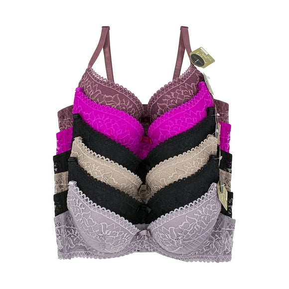 Paquete 6 Brasier Con Encaje Espalda De 3 Broches