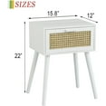 thumbnail image 2 of Modern White Nightstand with Rattan Drawer - Farmhouse Bedside Table, 2 of 7