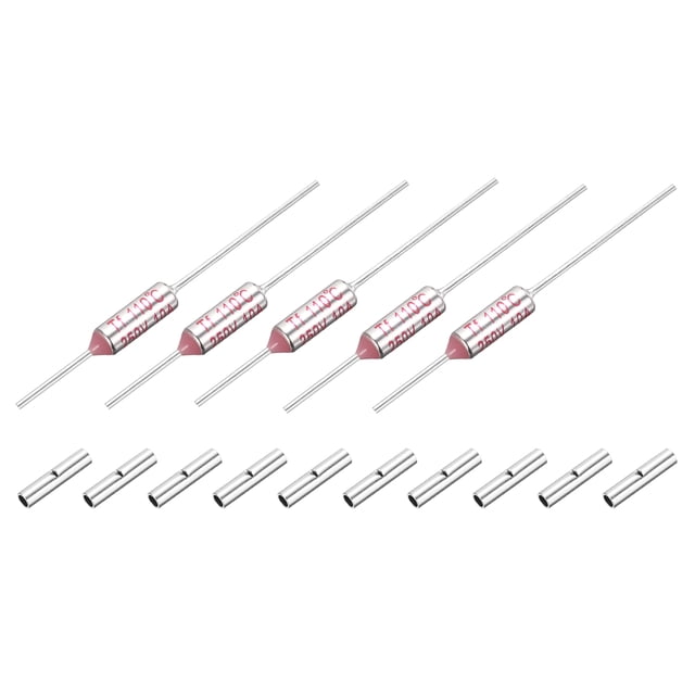 Uxcell 5Pcs Metal Temperature Thermal Fuse SF110 10A 250V with Terminal Connector