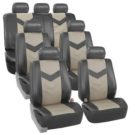 FH Group Faux Leather Synthetic Leather Auto Seat Cover, 7 Seater SUV VAN Full Set, 2 Tone (Best 7 Seater Suv 2019)