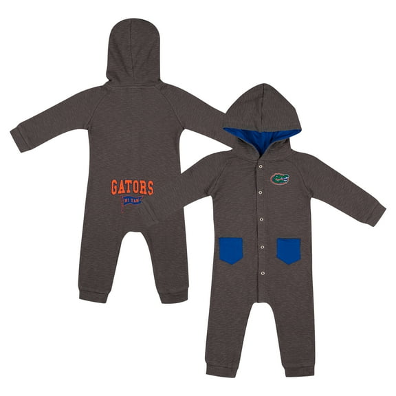 Newborn & Infant Colosseum Charcoal Florida Gators Zando-Zan Waffle Full-Snap Hooded Romper