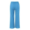 thumbnail image 6 of Blue Womens Pants Womens Daily Elastic Waist Pockets Straight Solid Color Casual Pants Loose Long Trousers Casual Pants Women, 6 of 6