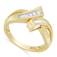 thumbnail image 3 of 10k Yellow Gold 0.18ct TDW Round and Baguette Diamond Channel Swirl Ring (I-J,I1-I2), 3 of 4