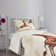 thumbnail image 3 of Ambesonne Basketball Quilted Bedspread Set 2 Pcs, Humor Funny Giraffe Dunk, Twin Size, Cinnamon Off White Green, 3 of 5