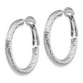 thumbnail image 2 of FB Jewels Leslie's 10k 3x20 White Gold Diamond-cut Round Omega Back Hoop Earrings, 2 of 3