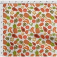 thumbnail image 4 of Soimoi Watercolor Fruit Printed, Japan Crepe SatinFabric, by The Yard 54 Inch Wide, Decorative Sewing Fabric for Dresses Kimonos Gowns, Green & Orange, 4 of 5