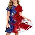 thumbnail image 2 of Odeerbi Niñas Día de La Independencia Vestido de Línea A Verano Patriótico Cuello Redondo Manga Corta Vestido Casual, 2 of 9