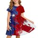 thumbnail image 2 of Odeerbi Niñas Día de La Independencia Vestido de Línea A Verano Patriótico Cuello Redondo Manga Corta Vestido Casual, 2 of 9