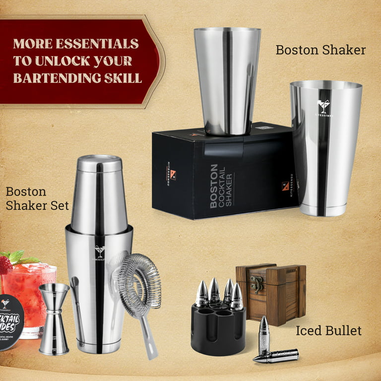 Cocktail Shaker, Pro Bar Shaker Boston Shaker Set, Stainless Steel Martini  Shaker Drink Mixer For Bartending
