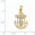 thumbnail image 3 of 14k Two-Tone Solid Polished Gold Mariners Religious Faith Cross Pendant Necklace 19x17mm Pendant for Women, 3 of 4