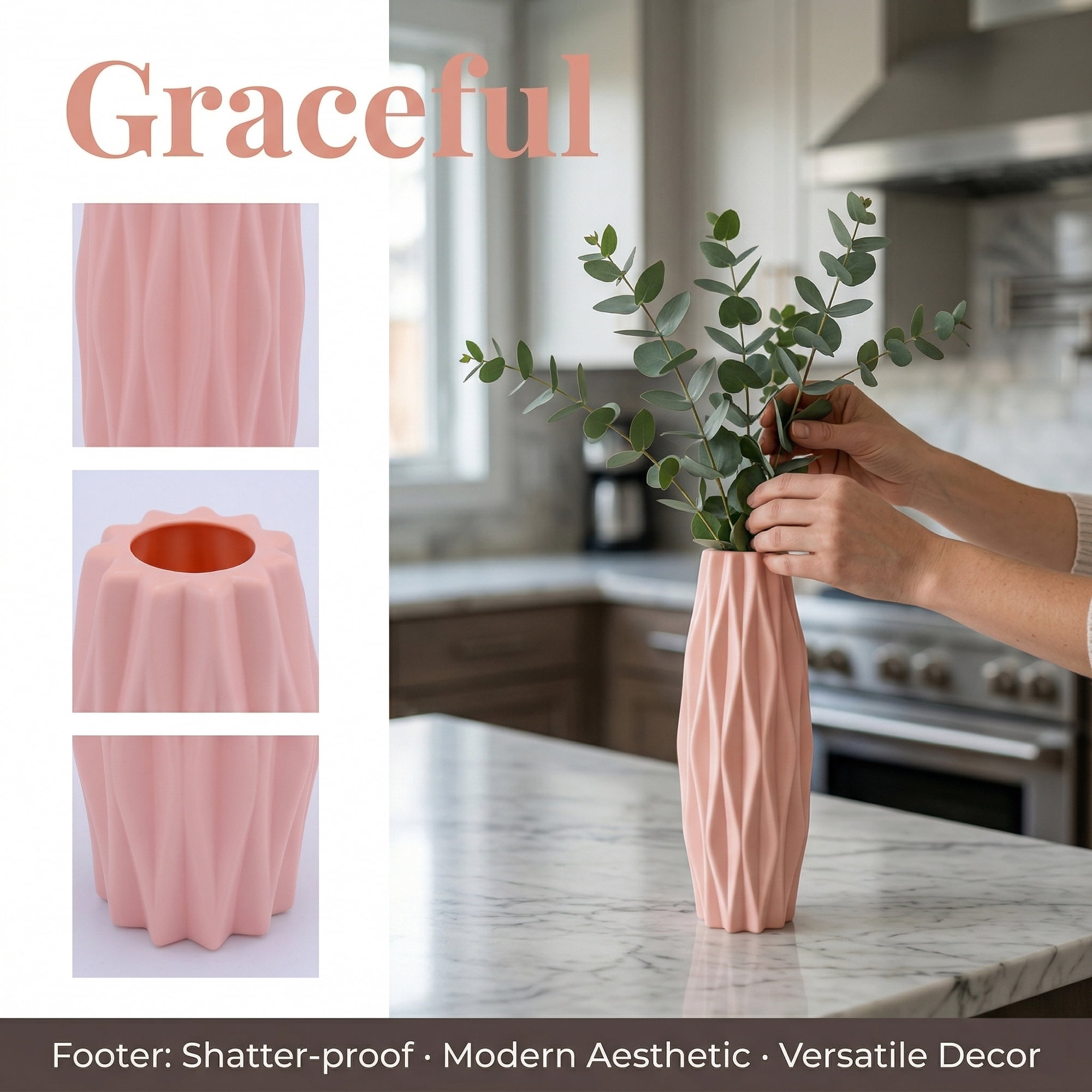 Unique Bargains Slim Acrylic Narrow Bud Vase for Roses Pink 2.8"L x 2.8"W x 7.9"H