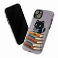 thumbnail image 3 of Sassy Black Cat Book Stack Phone Case, “I Am Allergic to Stupid People” Funny Quote Protective Cover for iPhone 16 15 14 13 12 11 Pro Max Mini Plus, 3 of 6
