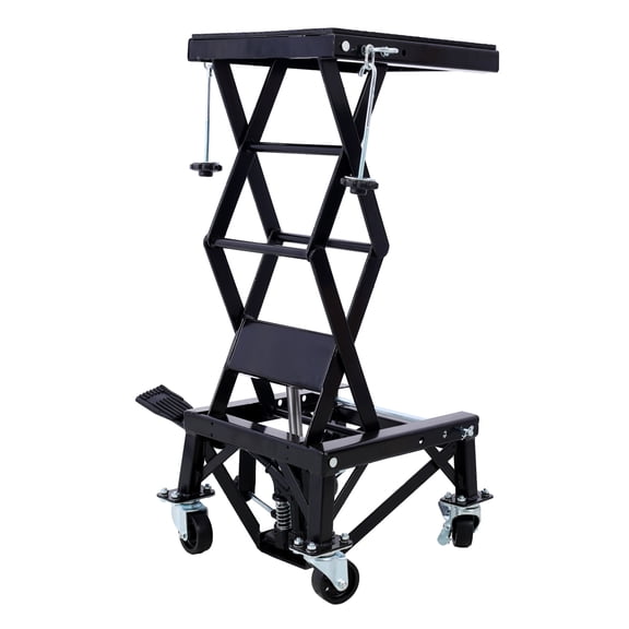 Motorcycle Scissor Jack - 300lb Lift Stand - Foot Step Wheels - Dirt Bike Maintenance