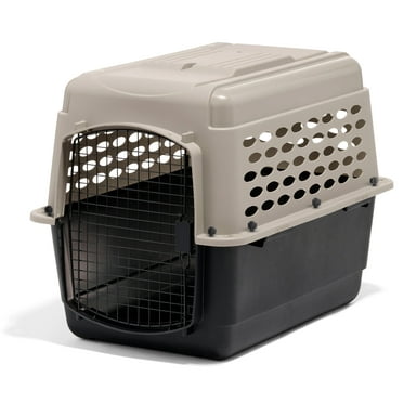 Petmate Vari Dog Kennel Plastic Portable Travel Crate Airline Friendly Pet Carrier, Medium 32" for Pets 30-50 lbs, Taupe/Black