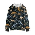 thumbnail image 3 of POLERO Little & Big Boys Full Zip Up Hoodie Dinosaur Fossil Print Hoodies Jacket for Boy, Kids Long Sleeve Hooded Fashion Sweatshirt, Size M, 3 of 7