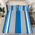 thumbnail image 2 of Homewish Abstract Geometric Striped Full Size Sheets,Line Pattern Bed Sheets,Blue Gray White Sheet Sets For Kids,Super Cozy Room Decor,4 Pieces, 2 of 7