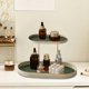 thumbnail image 1 of Double Layer Iron Storage Tray Organizer, Jewelry Perfume Makeup Display Rack, Tabletop Countertop Bathroom Kitchen Shelf, Decorative Metal Holder for Cosmetics Accessories Rings Earrings Keys, 1 of 7