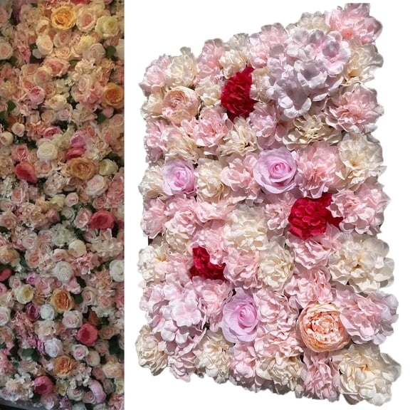 Peakora Silk Flower Wall Panels for Wedding and Event Decorations, Easy Setup with Cable Ties or Hooks, Ideal for Stage, Photo Areas, and More