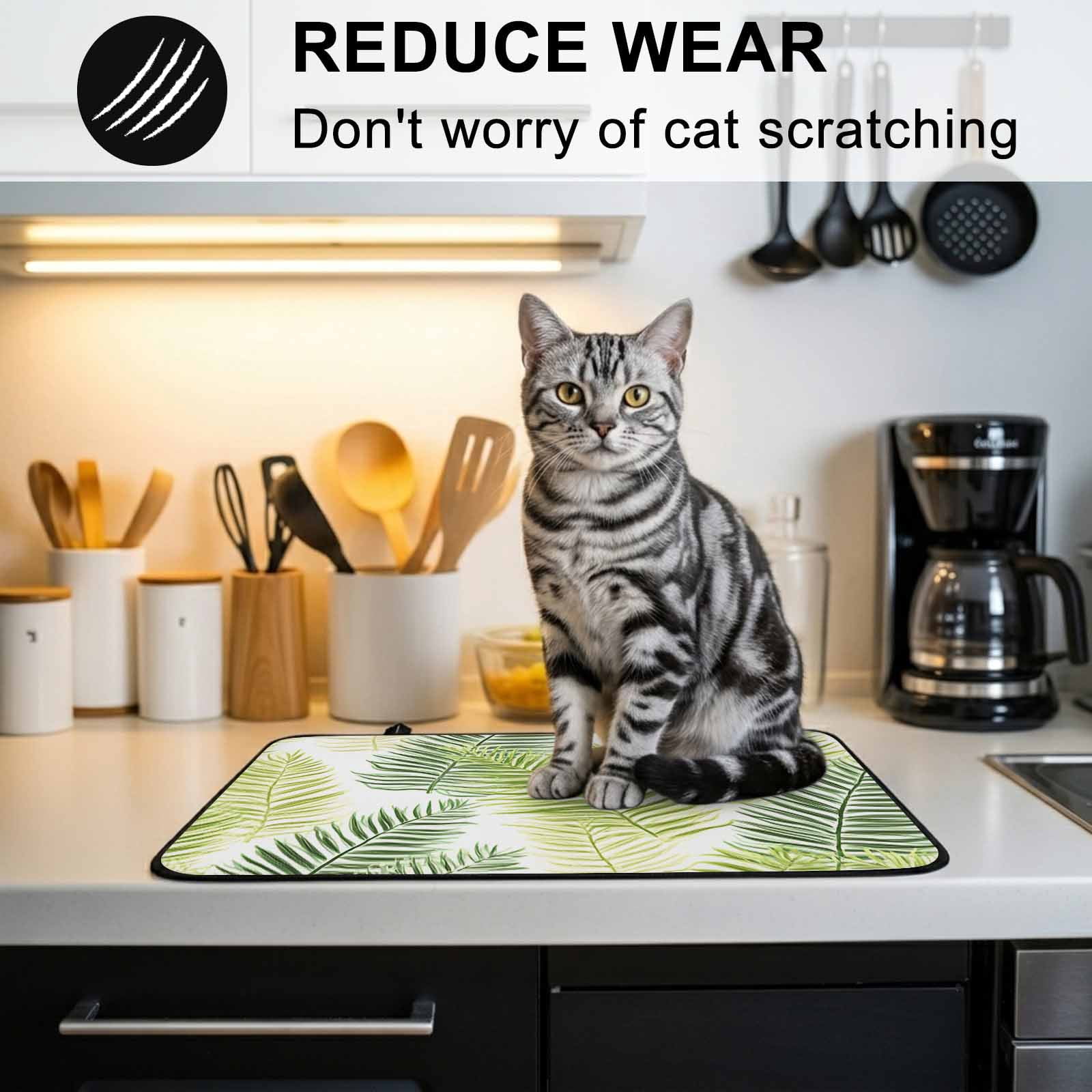 Sage Green Leaves Stove Top Cover for Electric Stove, Heat-proof & Non Slip Glass Top Stove Cover Protector, Summer Botanical Palm Leaf Kitchen Flat Cooktop Rubber Mat 24x21 Inches