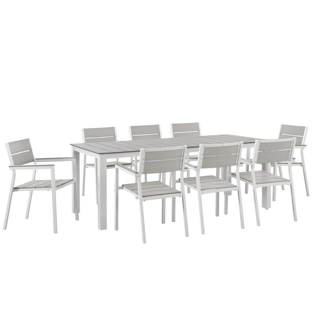 Pcs Outdoor Patio Dining Set, White Modern Patio Dining Chairs