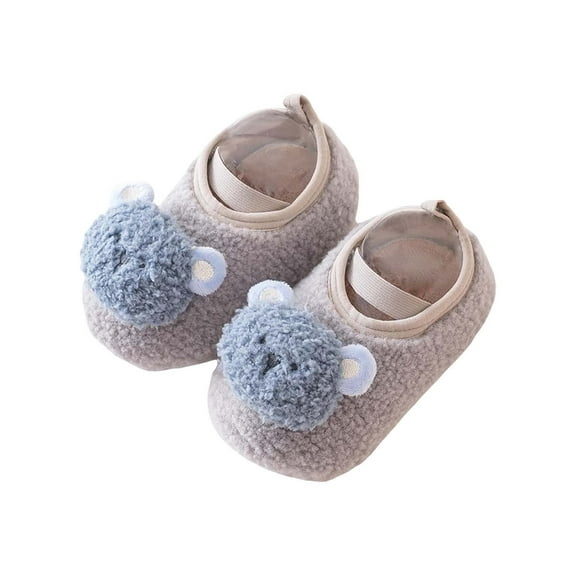 Otqutp 1-4 Years Winter Toddler Shoes Boys Girls Baby Shoes Soft Sole Slip On Shoes Cute Animal Decoration Warm Toddler Baby Shoes(Grey,3.5-4 Years)