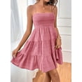 thumbnail image 2 of MORTTIC Women's Spaghetti Strap Sleeveless Smocked A-Line Swing Mini Dress, Elegant Casual Summer Dress, L, 2 of 5