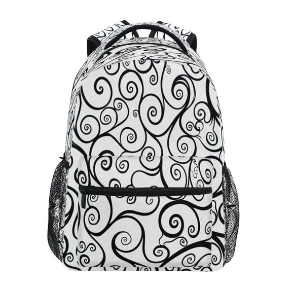 Backpack 16x11.4x6.9 Inches Fashion Backpack Shopping Travel Outing Backpack Black Line Flower