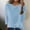 002 Blue, variant on Womens Solid Color Crew Neck Sweaters Casual Long Sleeve Lightweight Knit Side Button Pullover Sweaters