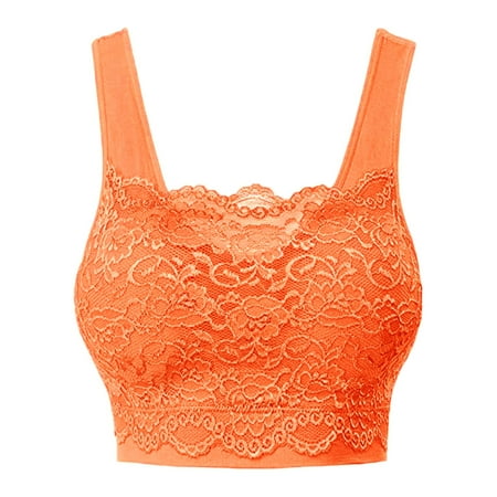 TOWED22 Bra for Women Women s Lace Balconette Push Up Bra Plus Size See Unlined Underwire Demi Orange L