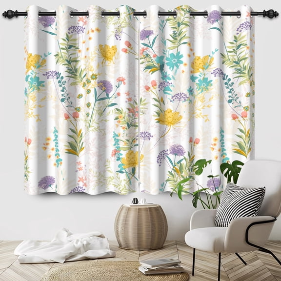Nanqianyi Floral Plants Blackout Curtains for Bedroom Living Room Indoor Decoration, Set of 2, 42"W x 84"L
