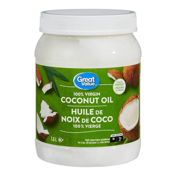 Huile de noix de coco 100 % vierge Great Value 1.6 L
